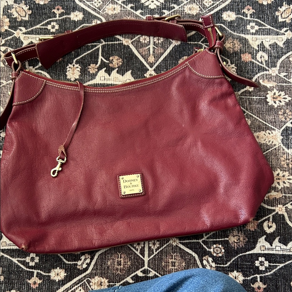 Dooney & Bourke Burgundy Leather Hobo Bag